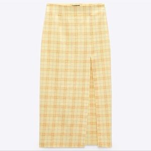NWT ZARA PLAID MIDI SKIRT